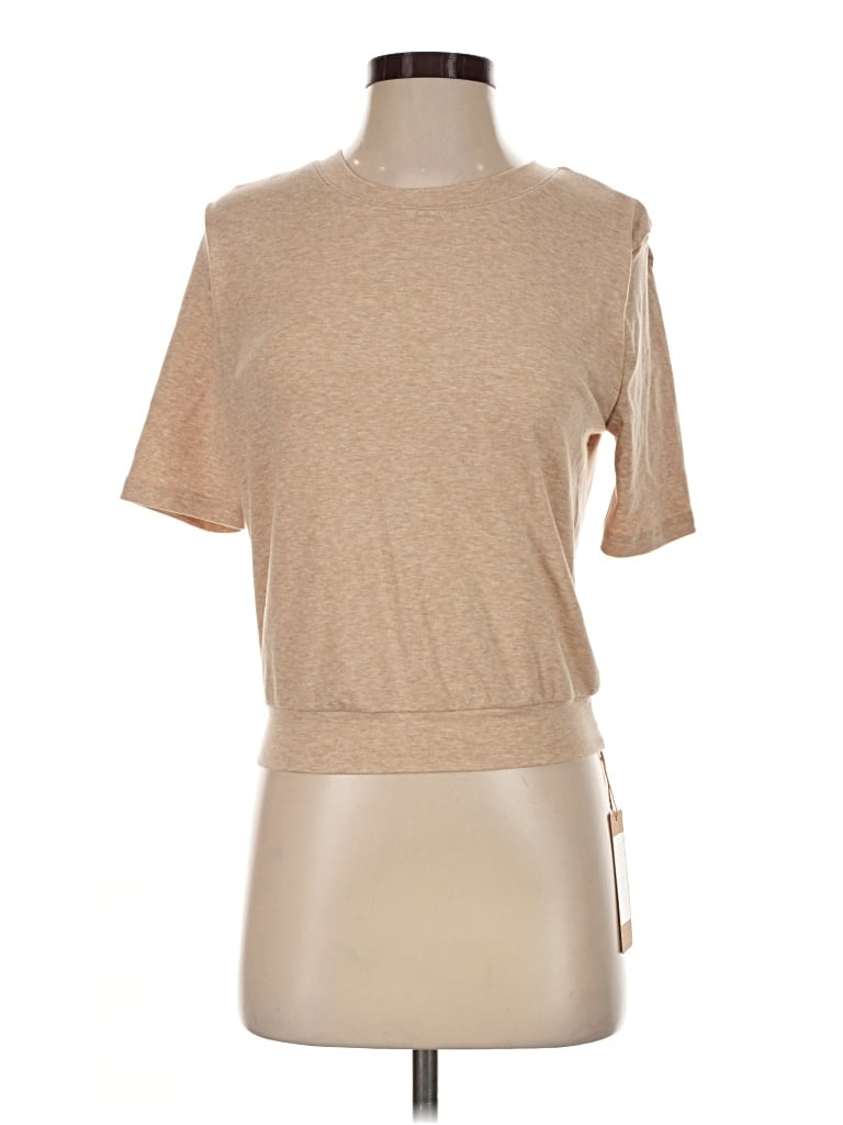 Pre-owned Ogl Short Sleeve Top Tan Crew Neck Tops