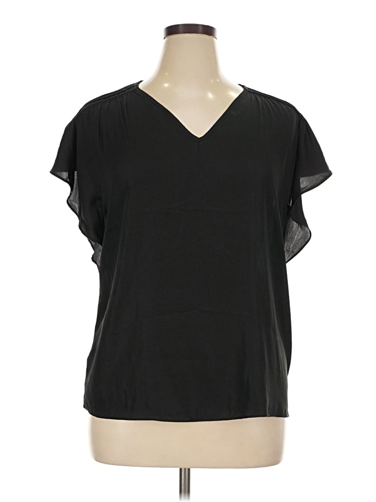 Pre-owned Versona Short Sleeve Top Black V-neck Tops