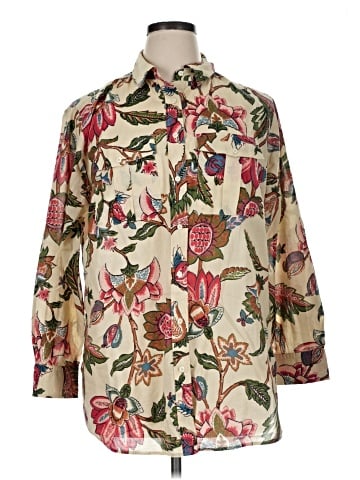 Lauren by Ralph Lauren 3/4 Sleeve Button-Down Shirt (view 1)