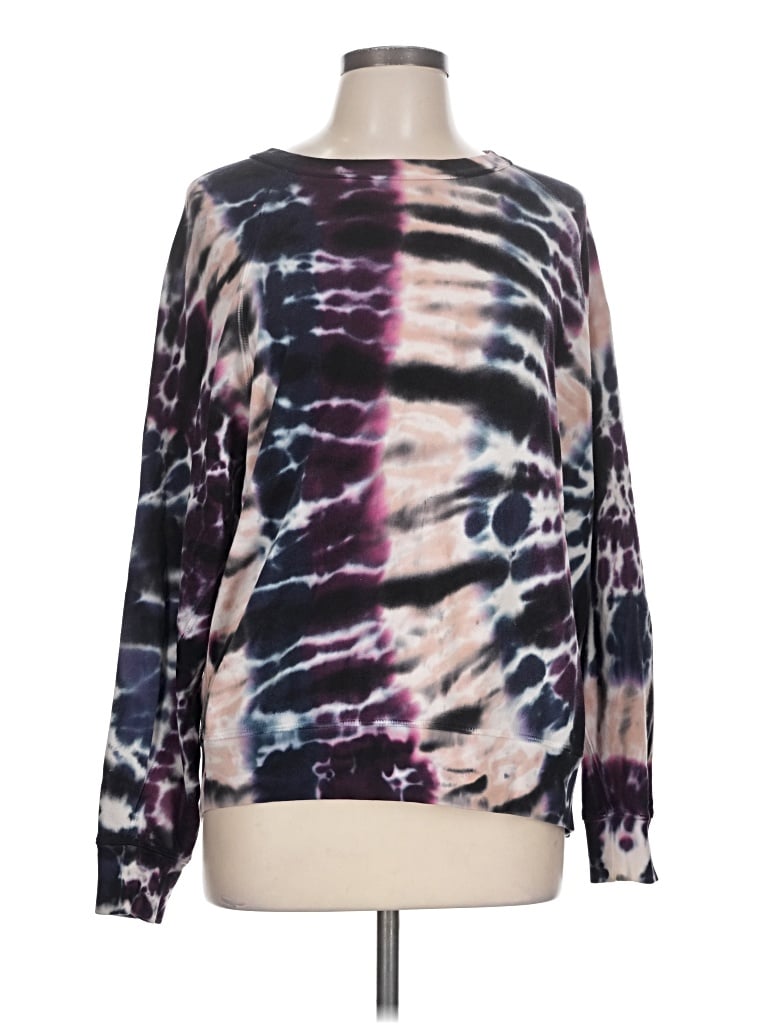 Pre-owned Leallo Long Sleeve Top Purple Tie-dye Pattern Boatneck Tops