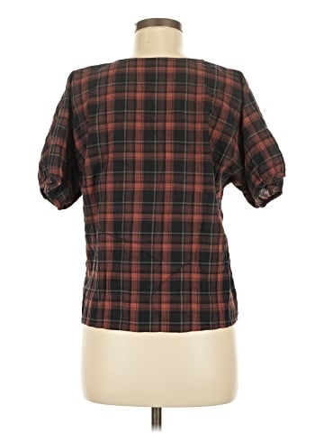 Madewell Gathered V-Neck Top in Plaid (view 2)