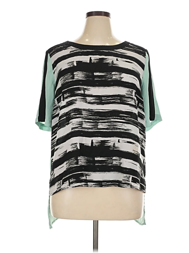 Pre-owned Attention Short Sleeve Top Green Scoop Neck Tops