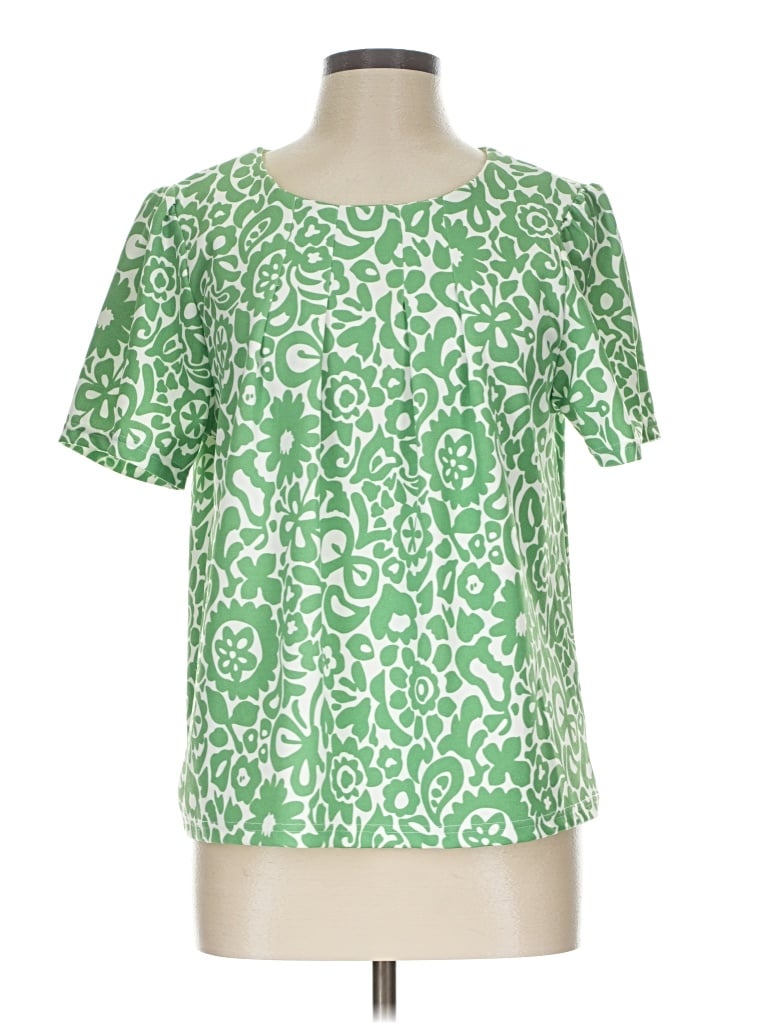 Pre-owned Melloday Short Sleeve Blouse In Green