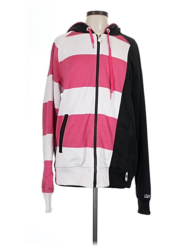 Pre-owned Volcom Zip Up Hoodie In Pink
