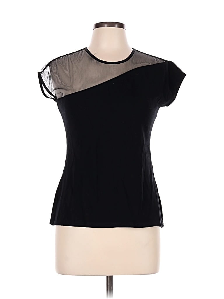 Pre-owned Marcella Short Sleeve Top Black One Shoulder Neckline Tops