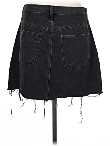 Madewell Rigid Denim A-Line Mini Skirt in Lunar Wash: Button-Front Edition (view 2)