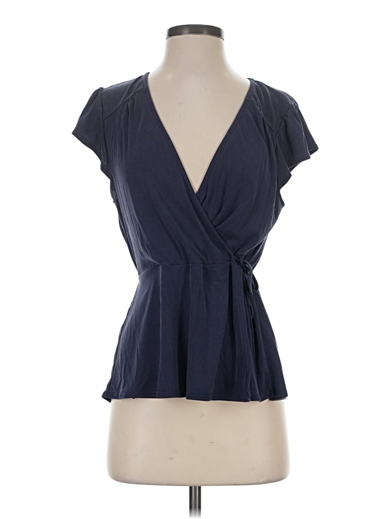 Pre-owned Alya Short Sleeve Blouse In Blue