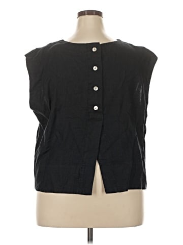 Madewell Plus Bateau-Neck Tank in 100% Linen (view 2)