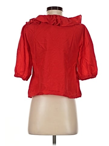 Madewell Ruffled Y-Neck Top in Cotton-Silk (view 2)
