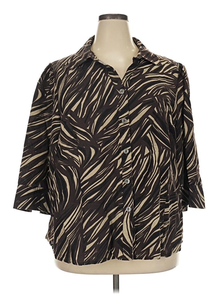 Pre-owned East5th 3/4 Sleeve Button Down Shirt In Brown