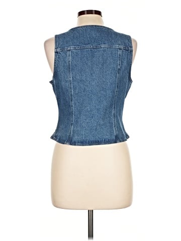 Madewell Denim Fitted Vest in Medium Indigo Wash (view 2)