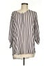 Maurices 100% Polyester Stripes Gray 3/4 Sleeve Blouse Size M - photo 1