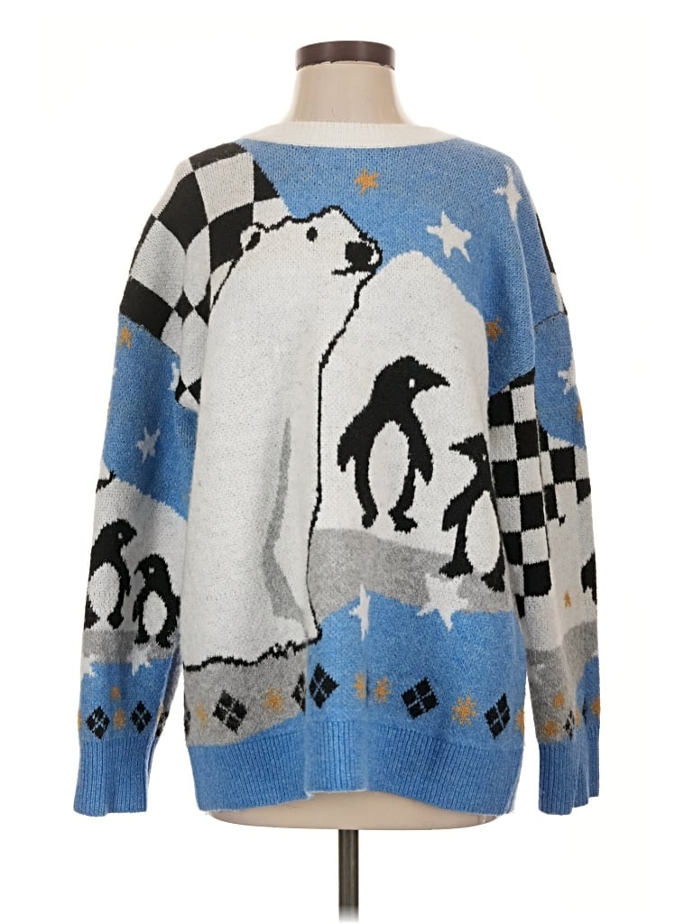 Pre-owned Asos Design Pullover Sweater In Blue