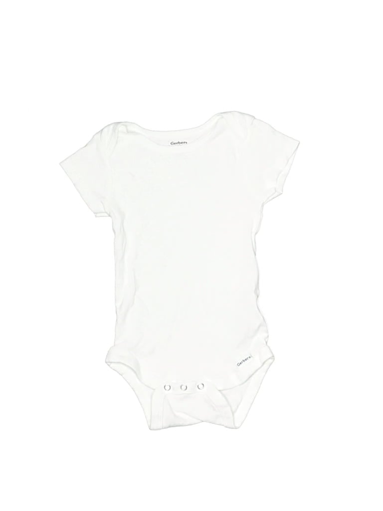 Pre-owned Gerber Babies' Short Sleeve Onesie In White