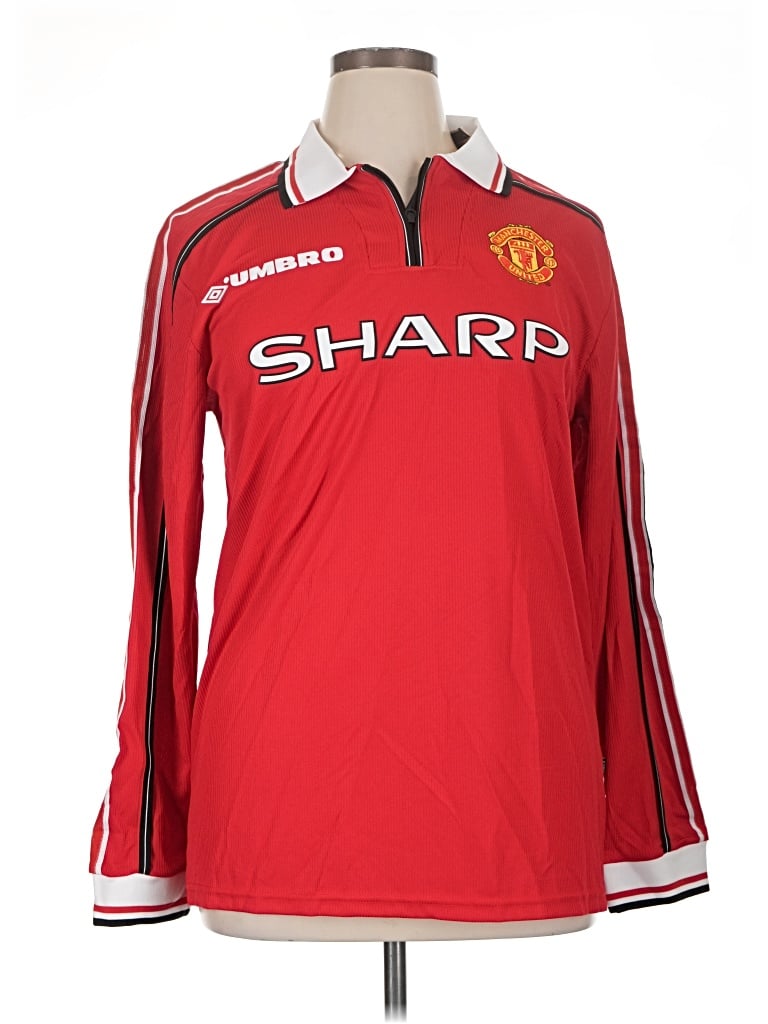 Umbro Long Sleeve Top Red Collared Neckline Tops