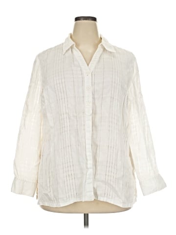 JM Collection 3/4 Sleeve Button-Down Shirt (view 1)