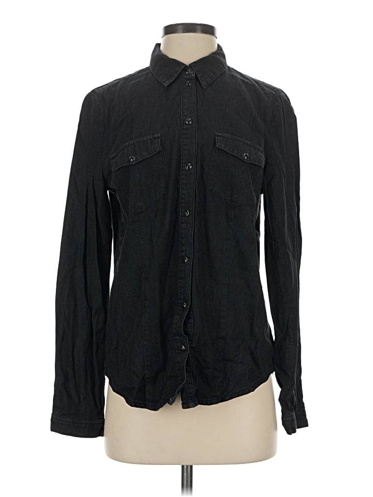 Pre-owned Only Long Sleeve Button Down Shirt In Black