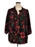 Rose + Olive 100% Polyester Black 3/4 Sleeve Blouse Size 1X - photo 1