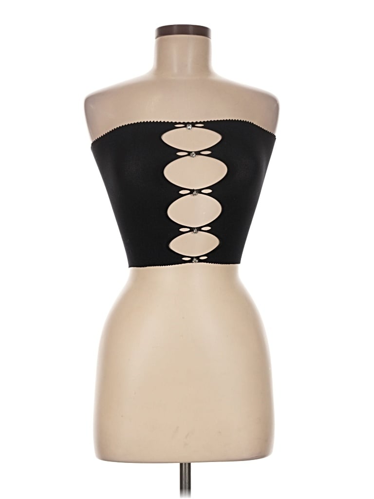 Pre-owned White Fox Tube Top Black Strapless Neckline Tops