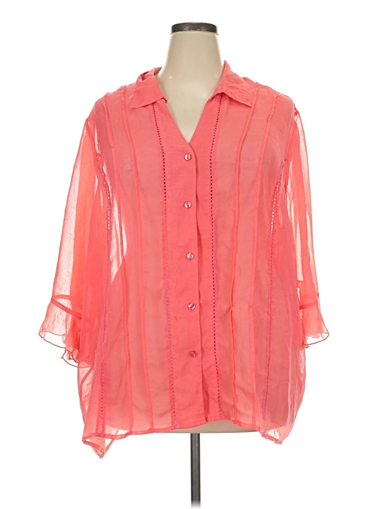 Pre-owned Maggie Barnes 3/4 Sleeve Blouse In Pink