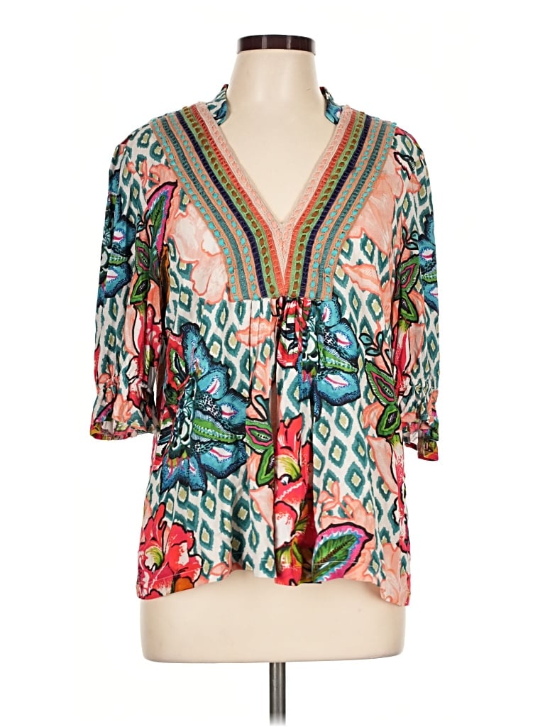 Pre-owned Blank London 3/4 Sleeve Blouse In Green
