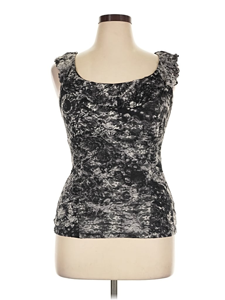 Pre-owned Ab Studio Sleeveless Top Silver Sweetheart Neckline Tops