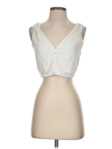 Madewell Linen Gwen Crop Vest Top (view 1)