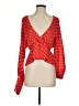 Tularosa 100% Polyester Polka Dots Red Long Sleeve Blouse Size S - photo 1