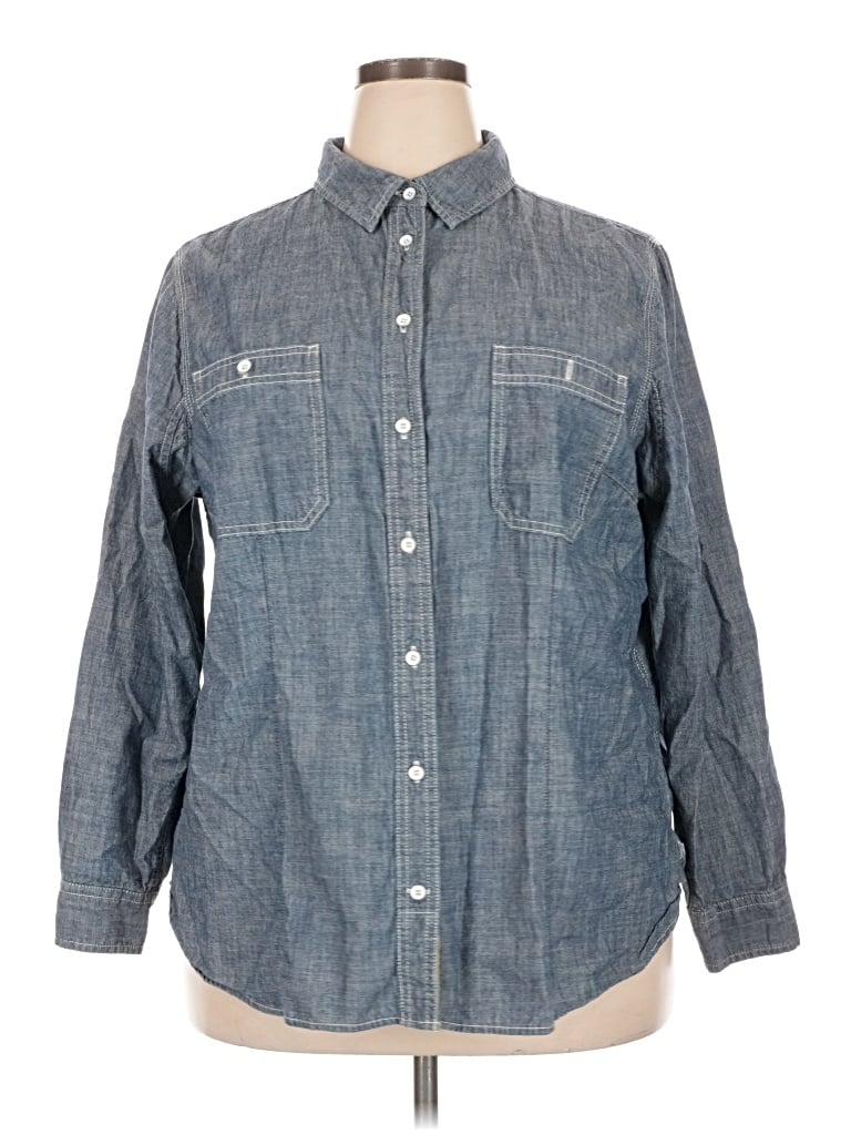 Pre-owned Duluth Trading Co. Long Sleeve Button Down Shirt In Blue