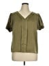 DKNY 100% Polyester Green Short Sleeve Blouse Size XL - photo 1