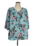 Catherines 100% Polyester Floral Teal 3/4 Sleeve Blouse Size 0X - photo 1