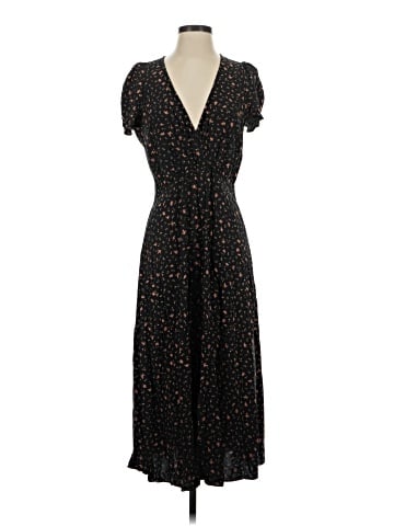 Madewell Puff-Sleeve Faux-Wrap Midi Dress in Stem Scatter (view 1)