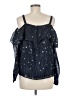 Floreat Stars Blue Sleeveless Blouse Size Med Petite - photo 2