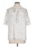 Pleione 100% Polyester Floral Ivory Short Sleeve Blouse Size L - photo 1