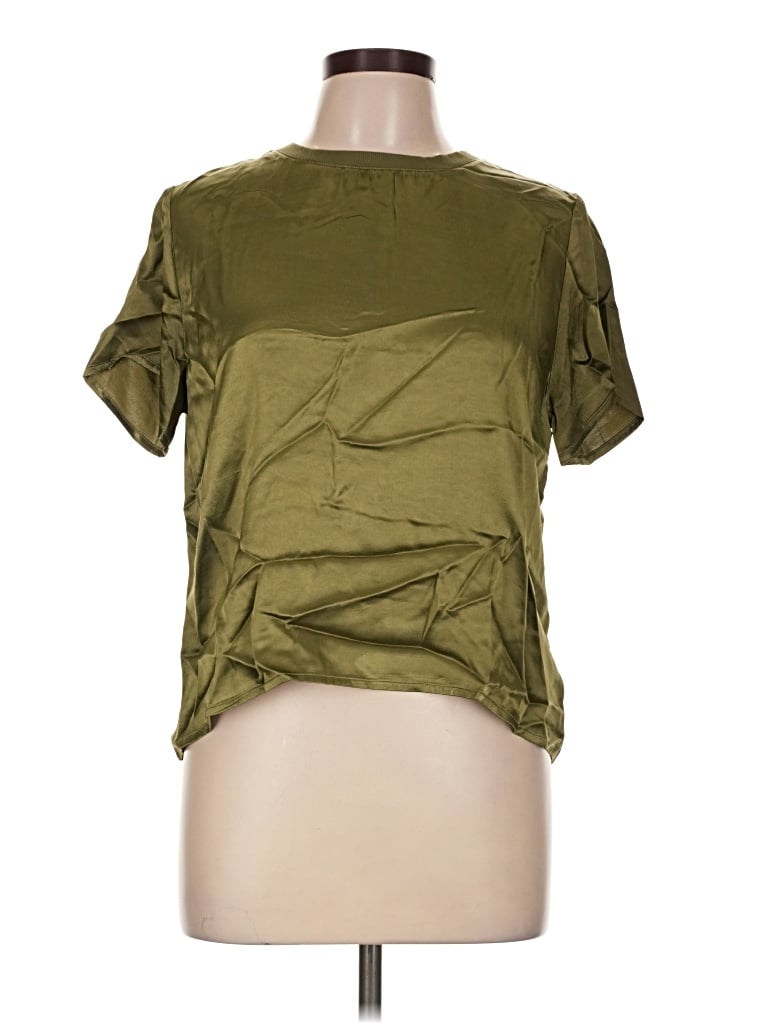 Pre-owned Nation Ltd Short Sleeve Top Green Scoop Neck Tops