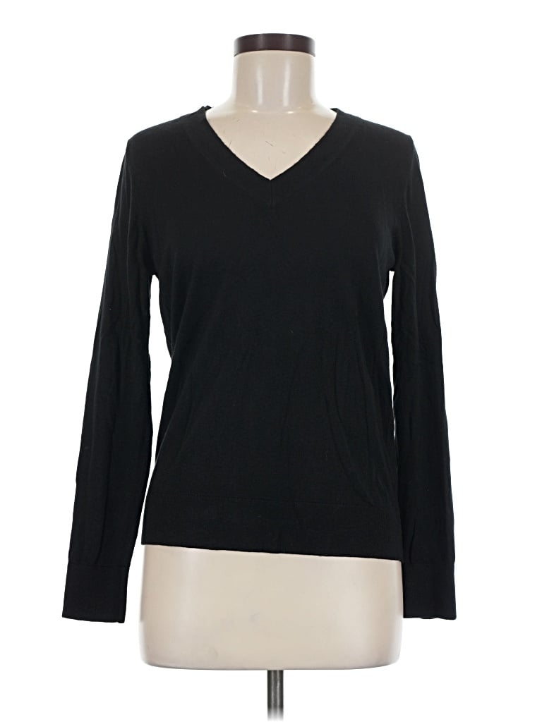 Pre-owned Quince Long Sleeve Top Black V-neck Tops