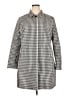 Talbots 100% Polyester Checkered-gingham Silver Gray Coat Size 18 - photo 1