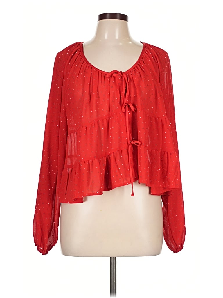 Francesca's Long Sleeve Blouse In Red