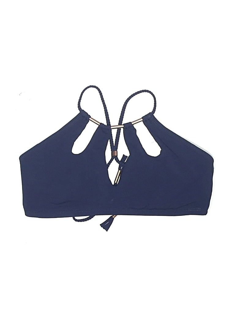 Pre-owned Robin Piccone Swimsuit Top Blue Solid Pattern Swimwear