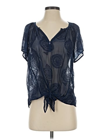 Language Short Sleeve Silk Top (view 1)