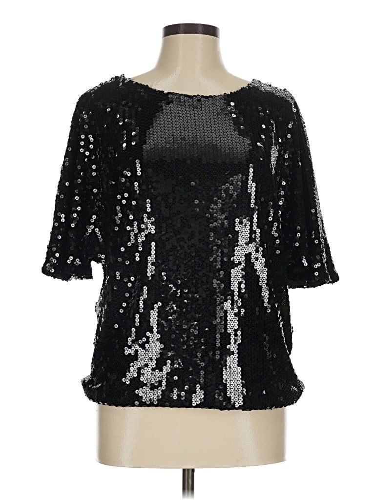 Pre-owned Wdny 3/4 Sleeve Top Black Square Neckline Tops