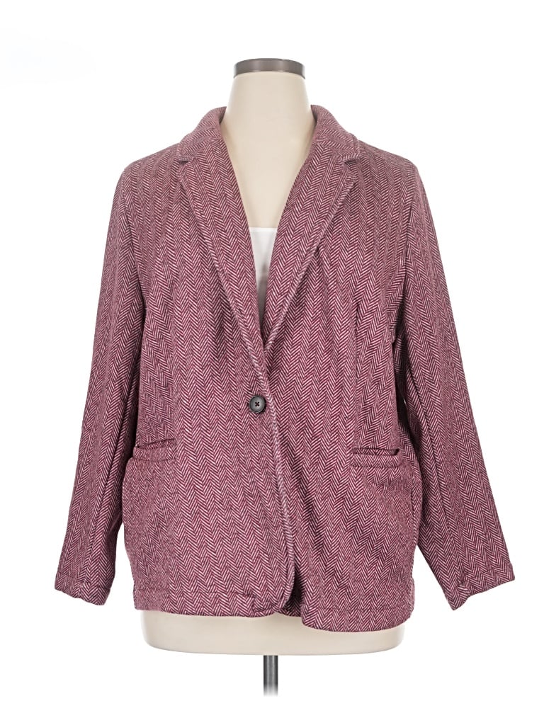 Pre-owned Lands' End Blazer Jacket In Burgundy