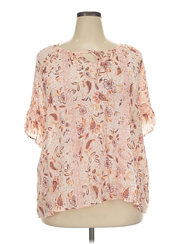 Pre-owned Como Blu 3/4 Sleeve Blouse In Pink