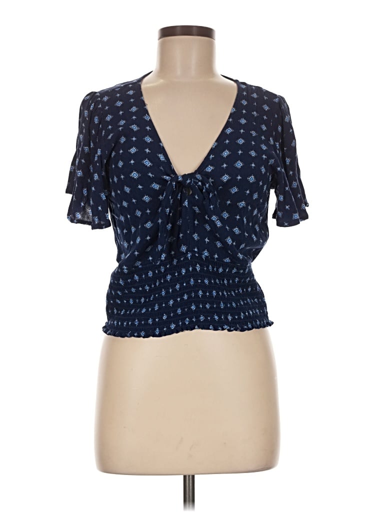 Pre-owned Mason & Belle Short Sleeve Blouse In Blue