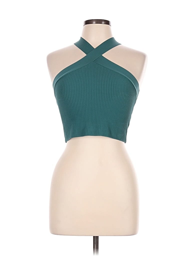 Pre-owned Sincerely Jules Tank Top Teal Halter Neckline Tops