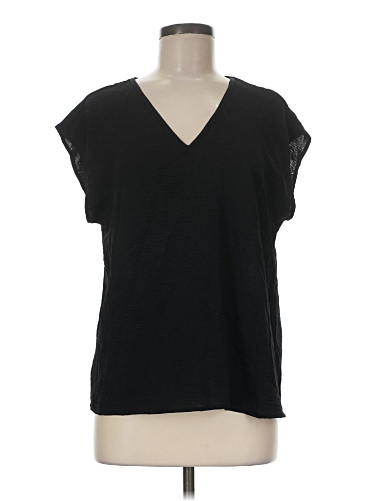 Pre-owned Emery Rose Short Sleeve Top Black V-neck Tops