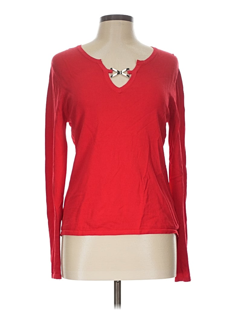 Pre-owned Cato Long Sleeve Top Red Open Neckline Tops