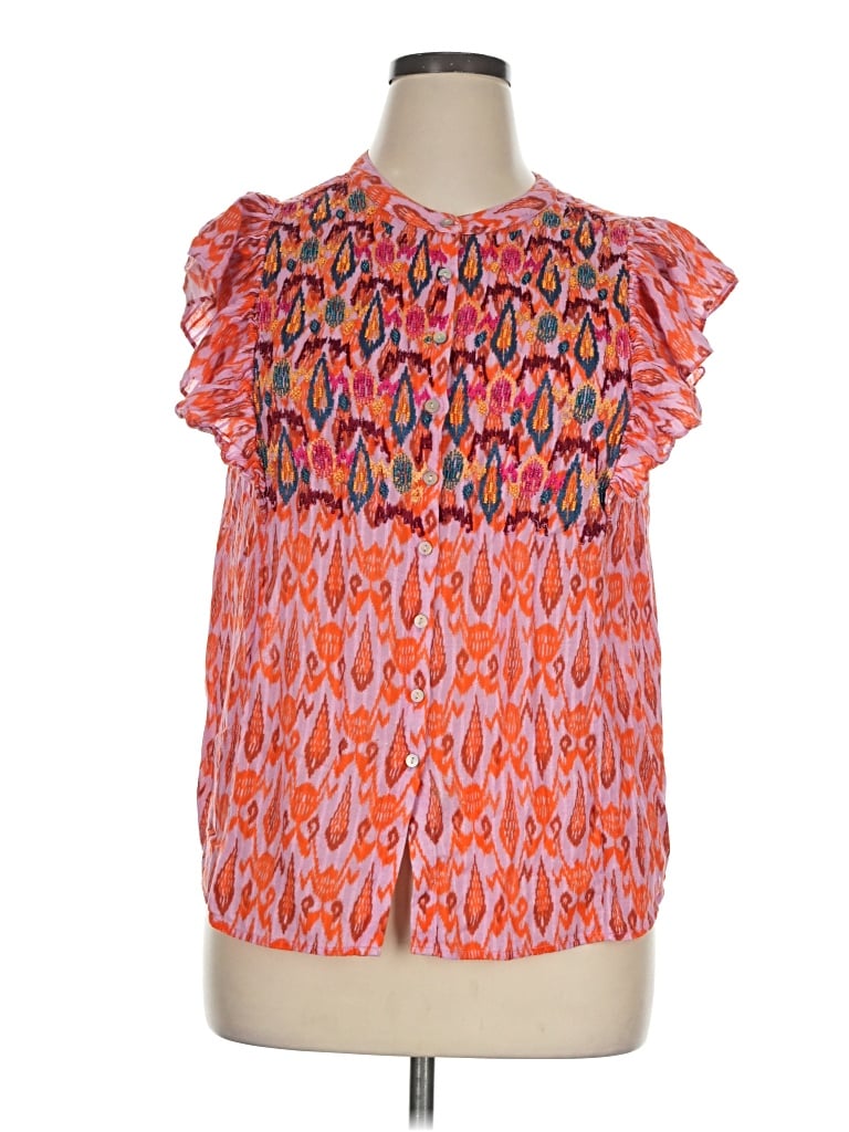 Pre-owned Figue Short Sleeve Blouse In Orange