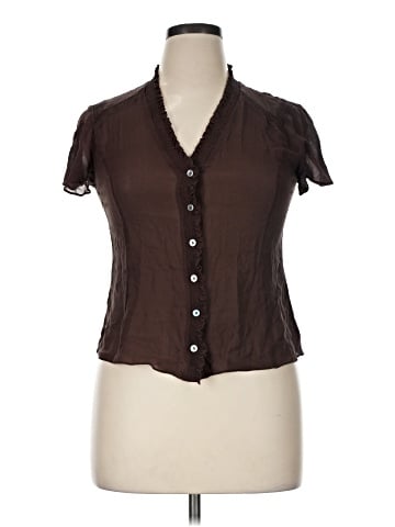 DKNY Short Sleeve Silk Top (view 1)