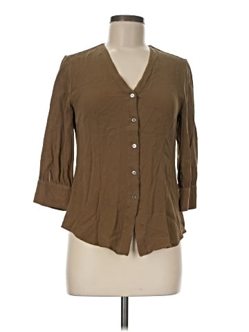 PaperWhite 3/4 Sleeve Silk Top (view 1)
